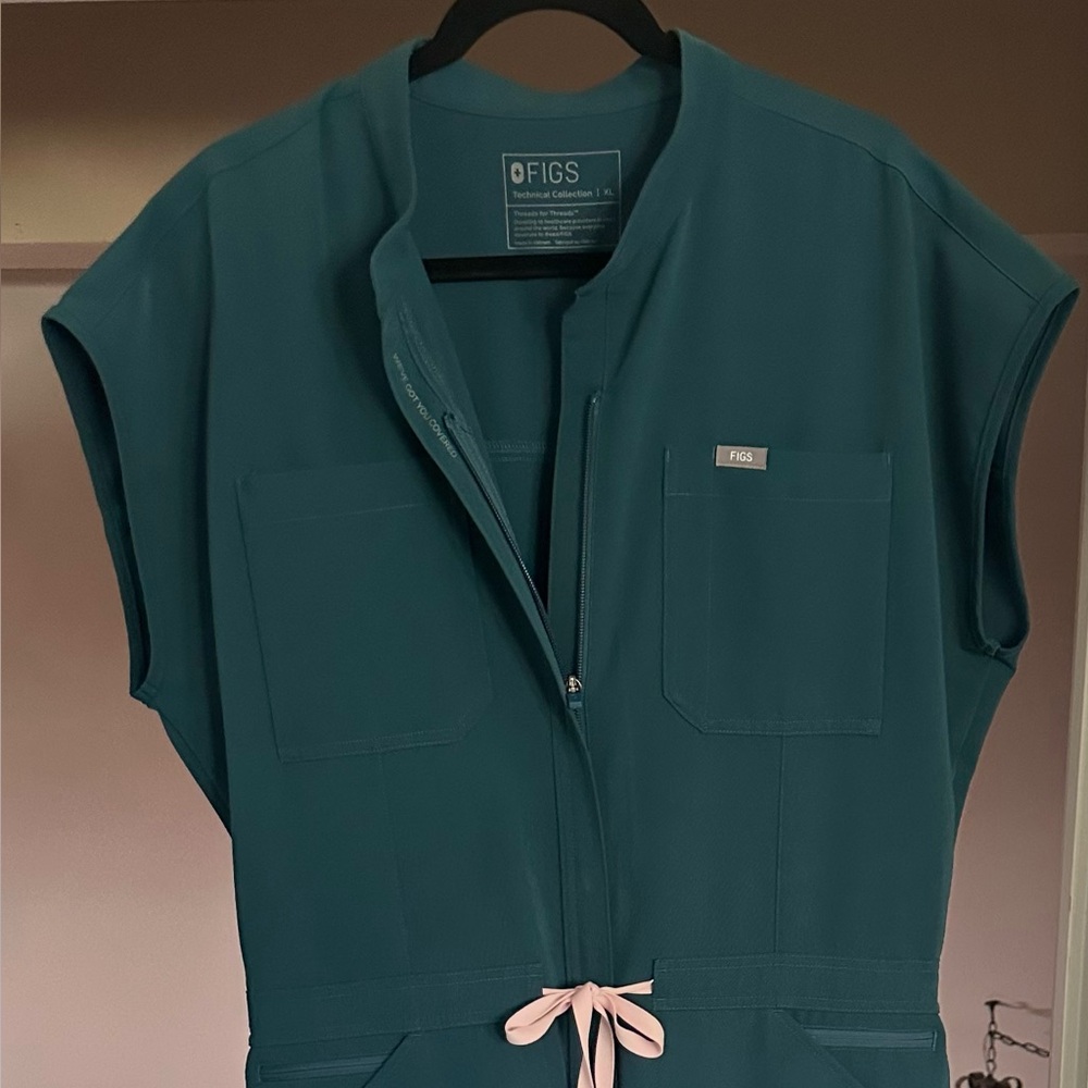 FIGS Caribbean Blue Rafaela Cargo Scrub Jumpsuit